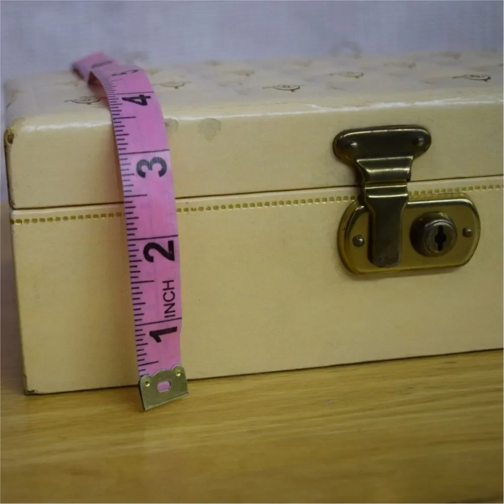 Vintage Jewelry Box Organizer Beige MCM Pink Satin Lined 2 Tier Cottage Glam